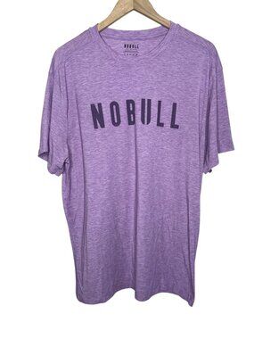 NoBull Mens Purple Heathered Logo T-Shirt Size XL